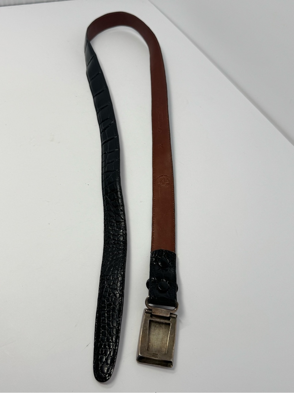 Torino American Alligator Mens 36 (34) Black Belt Paul Stuart Buckle Made in USA - Picture 9 of 10